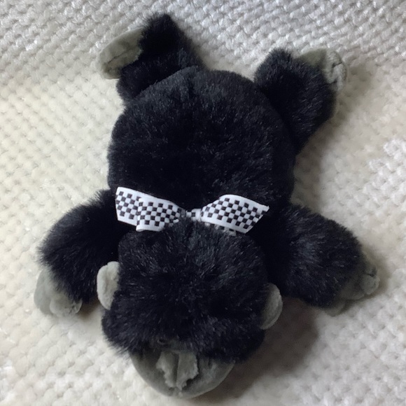 Animal Adventure Inc Plush Black Grey Gorilla with Checkered Bow Stuffed Animal - Picture 2 of 15